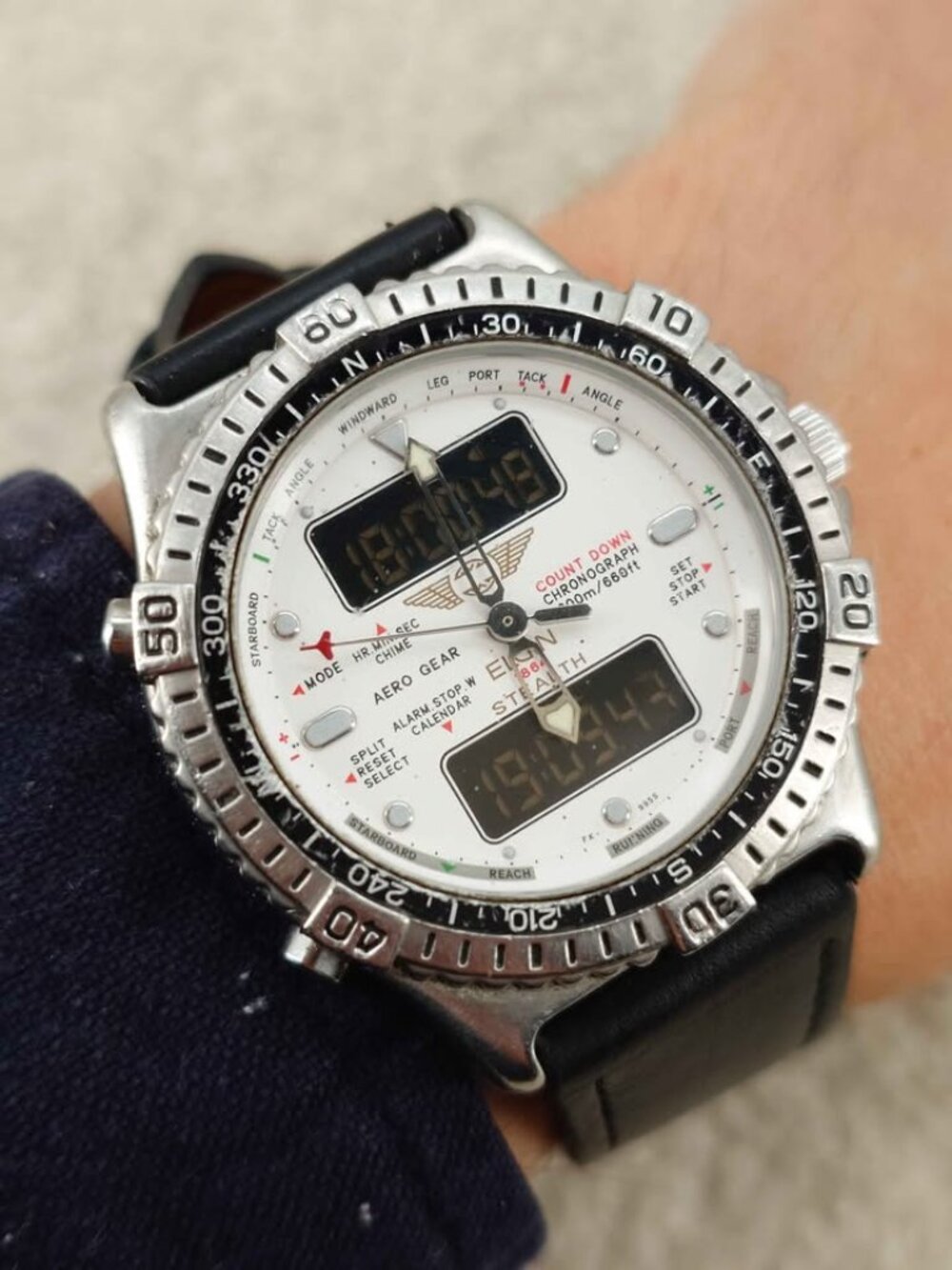 Elgin Stealth Air Force 200M Ana-Digi Watch Alarm Chrono 38mm JDM New Battery